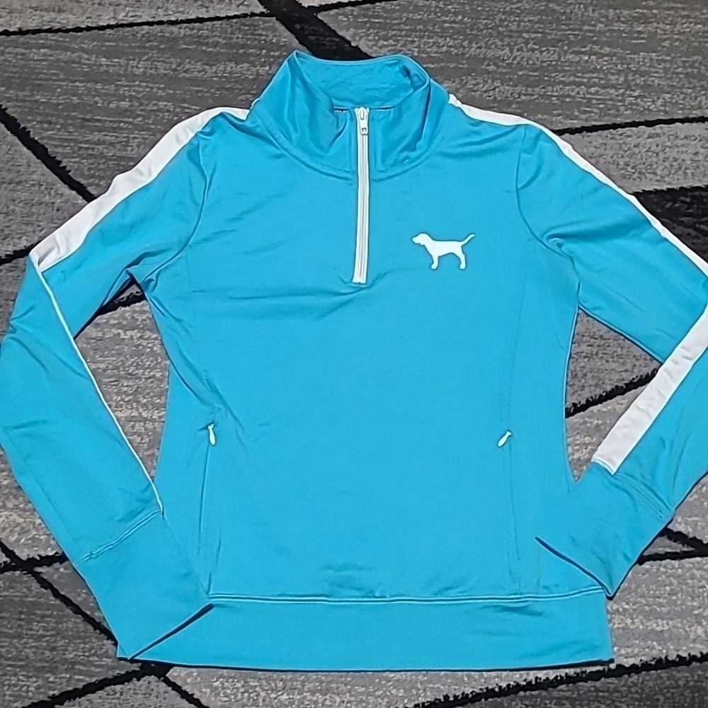 VS PINK VINTAGE ULTIMATE HALF-ZIP THUMB-HOLE SHIRT JACKET